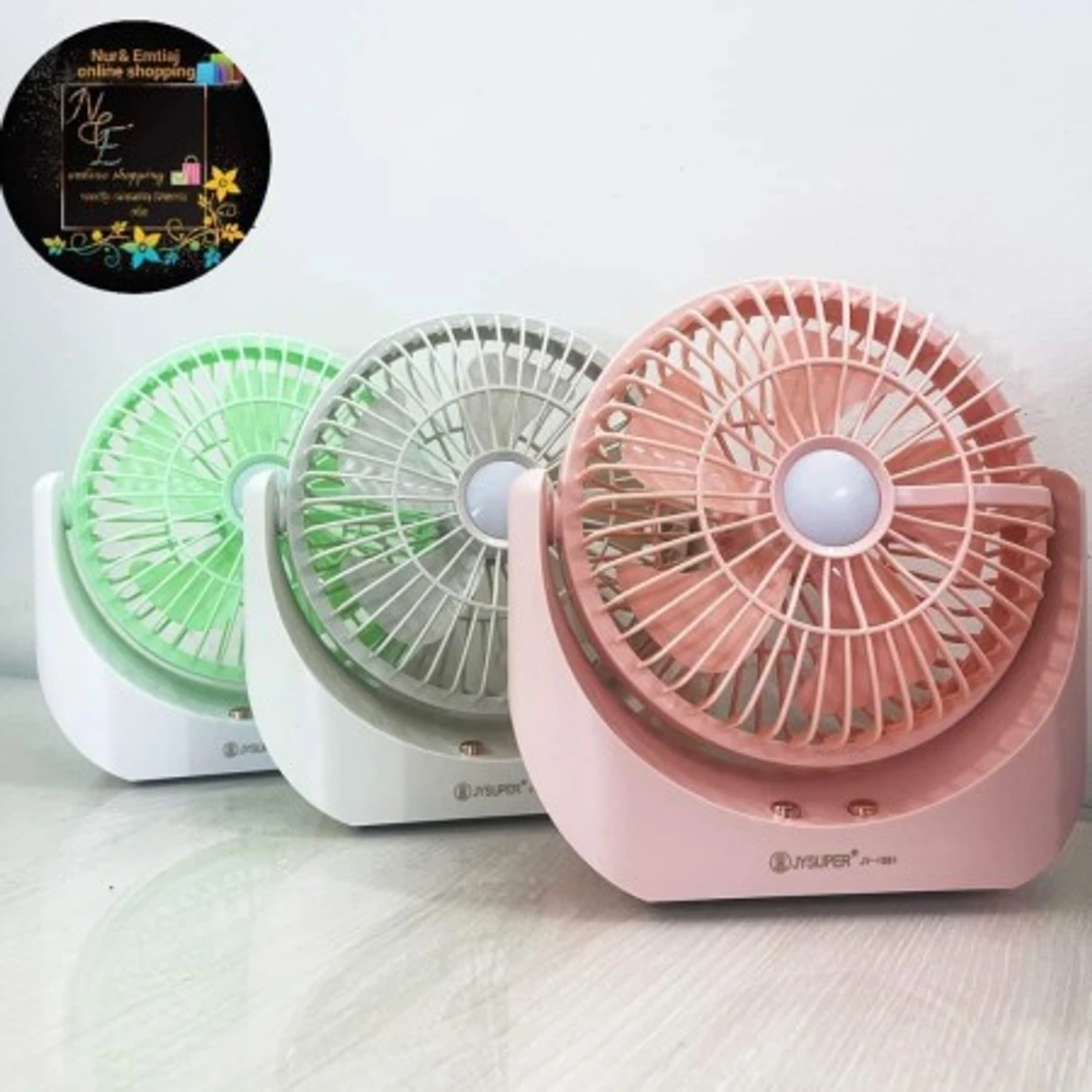 JY-1881 Rechargeable Fan With LED Light ( Double Battery)