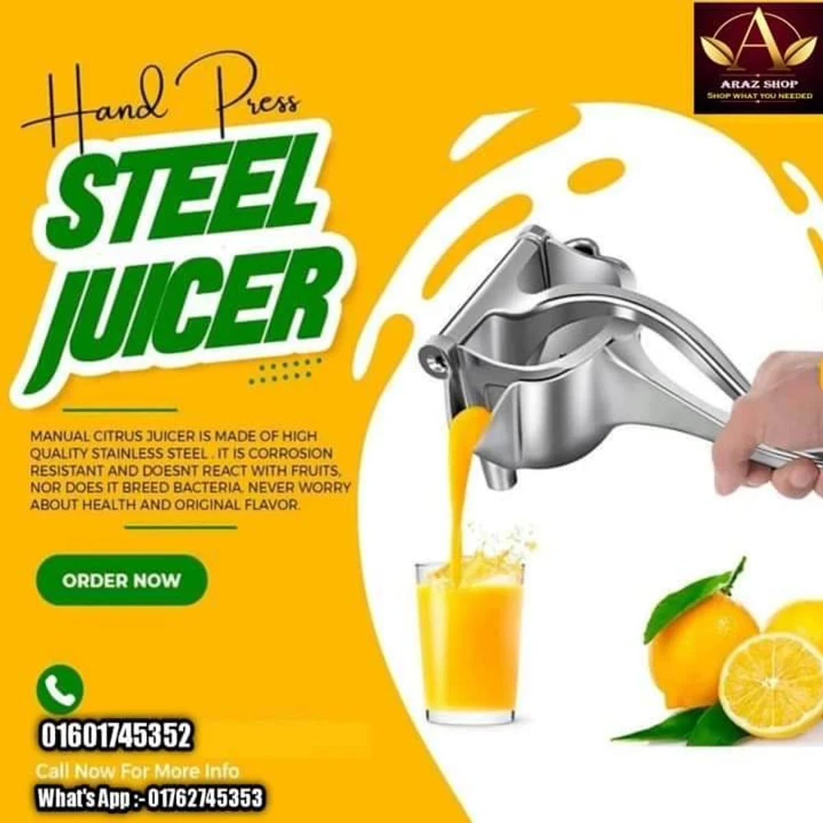 Manual Stainless Steel Citrus Fruits Pressing Juicer